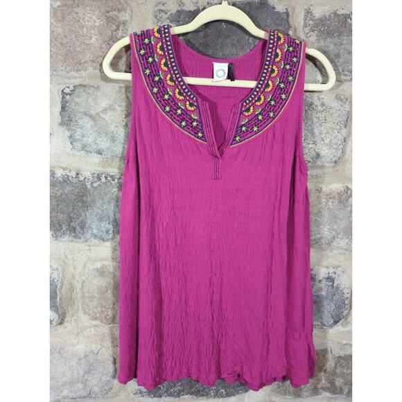 Anthropology Akemi + Kin Vizela Tank Top Woman's XS Pink Embroidered Beaded - Picture 2 of 13